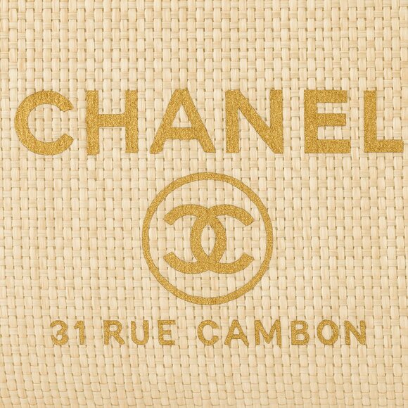 Chanel 31 Rue Cambon Canvas Pouch — Beige / Gold Logo - Picture 2 of 7